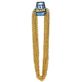 HAPPY DEALS ~ Mardi Gras Beads Gold Silver | 33 inch | 7 mm | Necklaces | 24 Pack