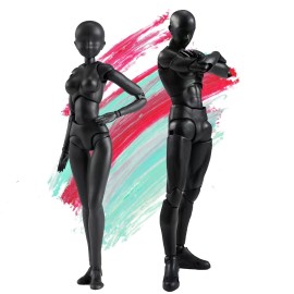 gnallang Action Figures PVC Model (Black Color) with Box Drawing Figure Models for Artists(Female+Male)
