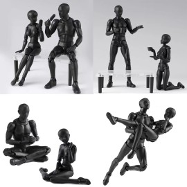 gnallang Action Figures PVC Model (Black Color) with Box Drawing Figure Models for Artists(Female+Male)