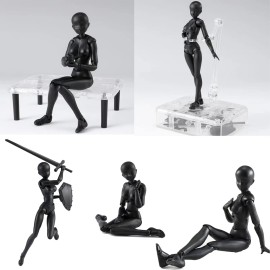 gnallang Action Figures PVC Model (Black Color) with Box Drawing Figure Models for Artists(Female+Male)