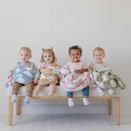 Orelle Checkered Baby Blanket & Matching Socks Set | Cozy Baby Blanket | Soft Plush Blankie | Gender Neutral Checkered Nursery Decor | Newborn Registry Must Have | Beige