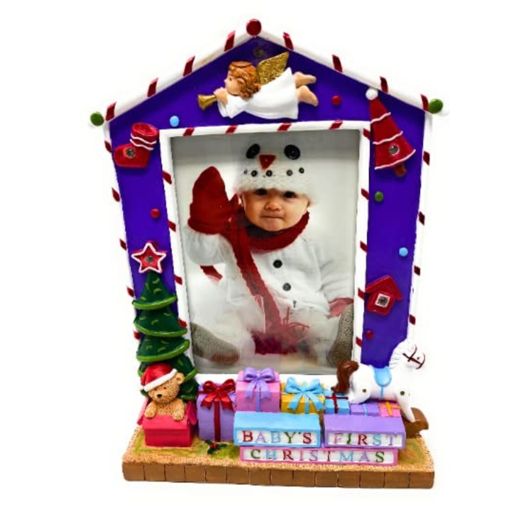 3MAZINGS Babys First Christmas Picture Frame 5x7 Baby Photo Frames Babies Newborn Infant 1st Year Light Up Pictures Xmas Holiday LED Lighted Photos