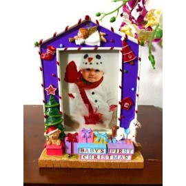 3MAZINGS Babys First Christmas Picture Frame 5x7 Baby Photo Frames Babies Newborn Infant 1st Year Light Up Pictures Xmas Holiday LED Lighted Photos