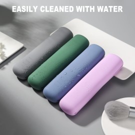 FVION Travel Makeup Brush Holder, Silicone Brush Holder Travel Case, Make Up Brush Pouch with Magnetic Closure, Makeup Brush Covers - Green FVION Travel Makeup Brush Holder, Silicone Brush Holder Travel Case, Make Up Brush Pouch with Magnetic Closure, Makeup Brush Covers - Green