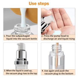 UNXISEG Silver Vacuum Bottle Airless Bottle Makeup Pump Dispenser Travel Size Bottle for Dispensing Cosmetics, Creams, Moisturizers (1oz/30ml, 5 Packs)