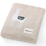 Unisex Cozy Receiving Swaddle Cuddle Stroller Crib Stroller 100% Fine Loomed Cotton Blanket - Quilt Blanket for Newborns, Infants Toddler, Boys and Girls (Llama - Cream)