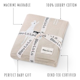 Unisex Cozy Receiving Swaddle Cuddle Stroller Crib Stroller 100% Fine Loomed Cotton Blanket - Quilt Blanket for Newborns, Infants Toddler, Boys and Girls (Llama - Cream)