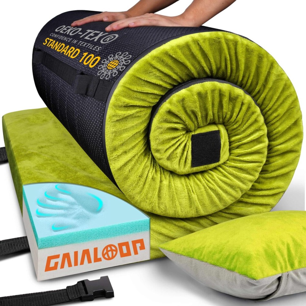 Gaialoop Thick Memory Foam Camping Mattress Sleeping Pad [Car/Tent/Cot] 3 Inch Portable Floor Play Mat Roll Up Mattress for Guests Sleepover Travel [Cot: 72 * 24 * 3]