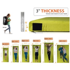 Gaialoop Thick Memory Foam Camping Mattress Sleeping Pad [Car/Tent/Cot] 3 Inch Portable Floor Play Mat Roll Up Mattress for Guests Sleepover Travel [Cot: 72 * 24 * 3]