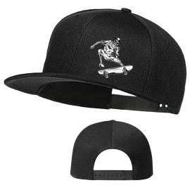 Skull Skateboards Hat Skeleton Hand Skating Theme Flat Bill Hats for Men Snap Backpack Mens Hats and Caps Cool Snapback Baseball Cap for Boys Teens Youth Hip Hop Outdoor Classic Gift for Skaters