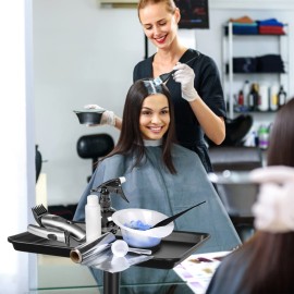 Salon Tray, Metal Feet Salon Rolling Tray Cart, Salon Color Tray, Tattoo Tray with Wheels, Instrument Tray for Salon&Spa Use Black