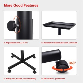 Salon Tray, Metal Feet Salon Rolling Tray Cart, Salon Color Tray, Tattoo Tray with Wheels, Instrument Tray for Salon&Spa Use Black