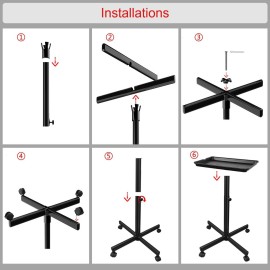 Salon Tray, Metal Feet Salon Rolling Tray Cart, Salon Color Tray, Tattoo Tray with Wheels, Instrument Tray for Salon&Spa Use Black