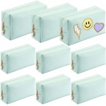 Sanwuta 9 Pcs Makeup Bags Bulk PU Double Zippers Cosmetic Bag Makeup Toiletry Pouch Portable Travel Organizers Case for Women Bachelorette Party End of The Year Bridesmaid Gift(Mint Green)