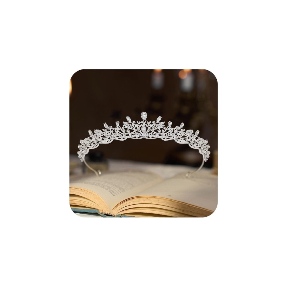 SWEETV Silver Tiara Crown for Women,Princess Tiaras for Girls,Crystal Retro Hair Accessories for Wedding Birthday Prom Pageant Quinceanera
