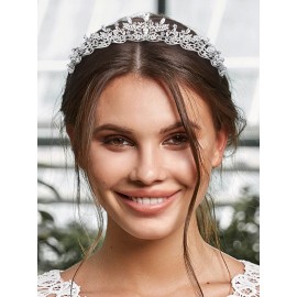 SWEETV Silver Tiara Crown for Women,Princess Tiaras for Girls,Crystal Retro Hair Accessories for Wedding Birthday Prom Pageant Quinceanera