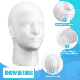 4 Count Wig Head Foam Mannequin Head Stand Wig Holder for Hat Display, White(21.26 Inch)