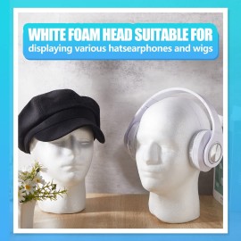 4 Count Wig Head Foam Mannequin Head Stand Wig Holder for Hat Display, White(21.26 Inch)