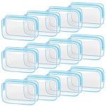 TISRATOK 12 PCS Clear Makeup Bag for Women with Zipper, TSA Approved Toiletry Pouch, Cosmetic Bag Bulk for Travel Organizer Essentials - Blue,Medium