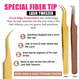 My Lash Tools - New Fiber Tip Lash Tweezers for Eyelash Extensions Tweezers SET OF 2 Mini Isolation & Microgrip Tip Curved Volume Tweezers Japanese Steel Lashing Tweezer (Gold & Rose Gold Set) My Lash Tools - New Fiber Tip Lash Tweezers for Eyelash Extensions Tweezers SET OF 2 Mini Isolation & Microgrip Tip Curved Volume Tweezers Japanese Steel Lashing Tweezer (Gold & Rose Gold Set)