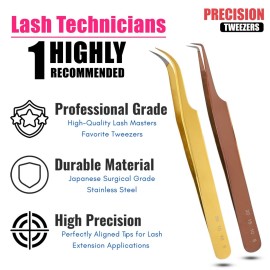 My Lash Tools - New Fiber Tip Lash Tweezers for Eyelash Extensions Tweezers SET OF 2 Mini Isolation & Microgrip Tip Curved Volume Tweezers Japanese Steel Lashing Tweezer (Gold & Rose Gold Set) My Lash Tools - New Fiber Tip Lash Tweezers for Eyelash Extensions Tweezers SET OF 2 Mini Isolation & Microgrip Tip Curved Volume Tweezers Japanese Steel Lashing Tweezer (Gold & Rose Gold Set)