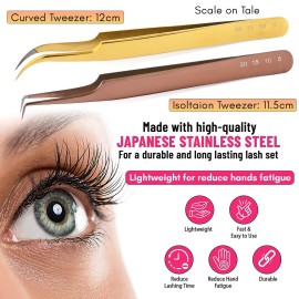 My Lash Tools - New Fiber Tip Lash Tweezers for Eyelash Extensions Tweezers SET OF 2 Mini Isolation & Microgrip Tip Curved Volume Tweezers Japanese Steel Lashing Tweezer (Gold & Rose Gold Set) My Lash Tools - New Fiber Tip Lash Tweezers for Eyelash Extensions Tweezers SET OF 2 Mini Isolation & Microgrip Tip Curved Volume Tweezers Japanese Steel Lashing Tweezer (Gold & Rose Gold Set)