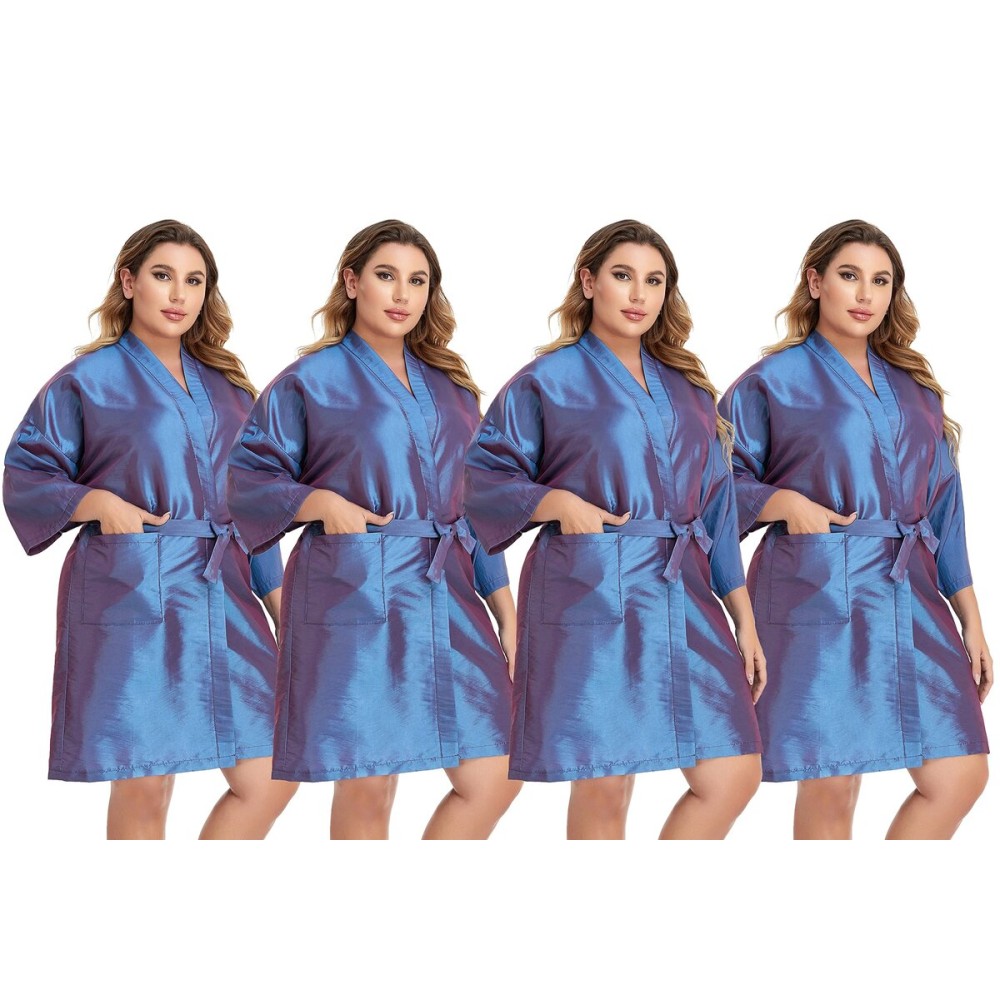 PERFEHAIR Salon Client Gown Cape, Pack of 4, Hairdressing Gown Smock Robes for Hair Stylist to Hair Cutting, Hair Coloring, Makeup-Purple