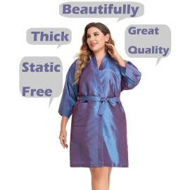 PERFEHAIR Salon Client Gown Cape, Pack of 4, Hairdressing Gown Smock Robes for Hair Stylist to Hair Cutting, Hair Coloring, Makeup-Purple