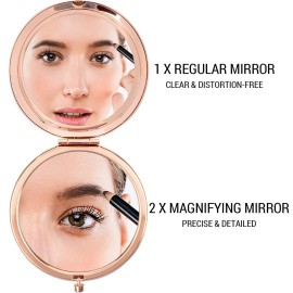 LRUIOMVE Romantic Anniversary Valentines Gifts, Inspirational Rose Gold Engraved Travel Makeup Mirror, Compact Pocket Cosmetic Mirror for Wife Girlfriend Birthday Valentines Day Anniversary