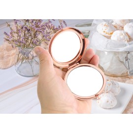 LRUIOMVE Romantic Anniversary Valentines Gifts, Inspirational Rose Gold Engraved Travel Makeup Mirror, Compact Pocket Cosmetic Mirror for Wife Girlfriend Birthday Valentines Day Anniversary
