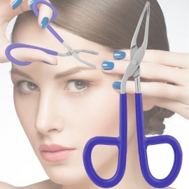 VISION TEK MED Professional Scissor Handle Tweezers Stainless Steel Shape Tool \'Eyebrow Nose Hair Clip Tweezer Remover for Lady Women (Blue Pvc Handle)