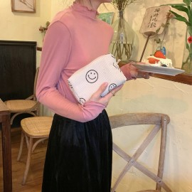 Cosmetic Bags for Women - 3PCs Corduroy Cosmetic Bag Aesthetic Women Handbags Purses Smile Dots Makeup Organizer Storage Makeup Bag Girls Case Bags (3Pcs beige)