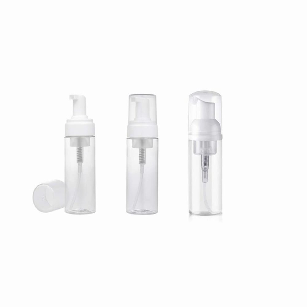 60ml 2oz Empty Refillable Clear Foam Dispenser Bottles Pump, Mini Travel Liquid Foaming Packaging Bottles Container for Cosmetic Makeup, Kitchen, Shampoo, Bathroom (3 Pack)