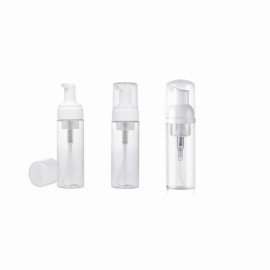 60ml 2oz Empty Refillable Clear Foam Dispenser Bottles Pump, Mini Travel Liquid Foaming Packaging Bottles Container for Cosmetic Makeup, Kitchen, Shampoo, Bathroom (3 Pack)