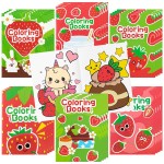 DGjianfei Coloring Book Party Favor - 24PCS Strawberry Mini Coloring Book Bulk Kid Party Favor DIY Art Drawing Book Strawberry Fruits Birthday Painting Kit Book in Bulk for Kids as A Summer Class Gift
