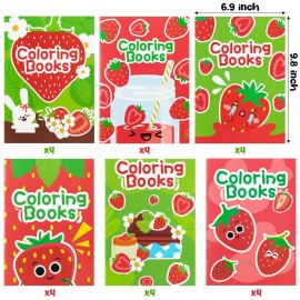 DGjianfei Coloring Book Party Favor - 24PCS Strawberry Mini Coloring Book Bulk Kid Party Favor DIY Art Drawing Book Strawberry Fruits Birthday Painting Kit Book in Bulk for Kids as A Summer Class Gift