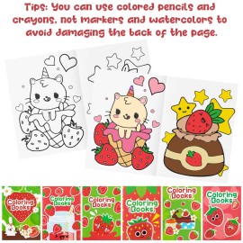 DGjianfei Coloring Book Party Favor - 24PCS Strawberry Mini Coloring Book Bulk Kid Party Favor DIY Art Drawing Book Strawberry Fruits Birthday Painting Kit Book in Bulk for Kids as A Summer Class Gift