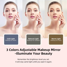 ZhenGuiRu Travel Makeup Bag with LED Mirror - Waterproof Cosmetic Train Case with Adjustable Dividers, Portable Makeup Organizer and Toiletry Bag for Women, Teens & Girls Gift, Black