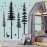 Pine Tree Wall Decals - Woodland Vinyl Stickers with Animal Wall Stickers - Squirrels & Deers - Kids Nursery & Living Room Decoration (Black)