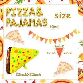 LaVenty Pizza & Pajamas Balloons Slumber Party Decoration Girls Night Decoration Pizza Balloons Birthday Decoration