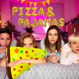 LaVenty Pizza & Pajamas Balloons Slumber Party Decoration Girls Night Decoration Pizza Balloons Birthday Decoration