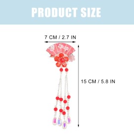 LALAFINA 2pcs Japanese Kimono Hair Clip Flower Tassel Hair Clip Chinese Fan Hairpin Qipao Hanfu Geisha Decorations for Women Cosplay Photo Props LALAFINA 2pcs Japanese Kimono Hair Clip Flower Tassel Hair Clip Chinese Fan Hairpin Qipao Hanfu Geisha Decorations for Women Cosplay Photo Props