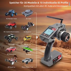 Radiolink RC6GS V3 7 Channels RC Transmitter and R7FG Gyro Receiver, 2.4GHz 600m RC Remote, Voltage Telemetry RC Controller and Receiver kit for Remote Control Car, Boats, Truck, Buggy, Crawler