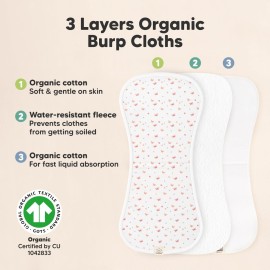 Organic Burp Cloths Baby Boy & Girl - 5-Pack Super Absorbent Cotton Burping Cloths for Babies, Soft & Plush Newborn Spit Up Rags, Infant Towels for Milk Spit Up, Unisex, Large 21 x 10 (Butterflies)