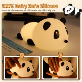 SALUOKE Panda Night Light for Kids: Squishy Silicone Animal Light,7 Soft Colors,Tap Control,Rechargeable,Sleep Timer,Battery Baby Nightlight for Childrens Room & Nursery,Bedside Touch Lamp SALUOKE Panda Night Light for Kids: Squishy Silicone Animal Light,7 Soft Colors,Tap Control,Rechargeable,Sleep Timer,Battery Baby Nightlight for Childrens Room & Nursery,Bedside Touch Lamp