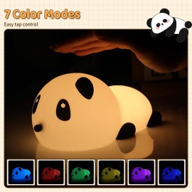 SALUOKE Panda Night Light for Kids: Squishy Silicone Animal Light,7 Soft Colors,Tap Control,Rechargeable,Sleep Timer,Battery Baby Nightlight for Childrens Room & Nursery,Bedside Touch Lamp SALUOKE Panda Night Light for Kids: Squishy Silicone Animal Light,7 Soft Colors,Tap Control,Rechargeable,Sleep Timer,Battery Baby Nightlight for Childrens Room & Nursery,Bedside Touch Lamp