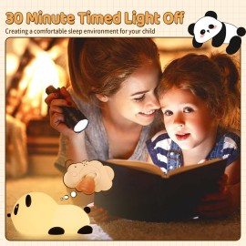 SALUOKE Panda Night Light for Kids: Squishy Silicone Animal Light,7 Soft Colors,Tap Control,Rechargeable,Sleep Timer,Battery Baby Nightlight for Childrens Room & Nursery,Bedside Touch Lamp SALUOKE Panda Night Light for Kids: Squishy Silicone Animal Light,7 Soft Colors,Tap Control,Rechargeable,Sleep Timer,Battery Baby Nightlight for Childrens Room & Nursery,Bedside Touch Lamp