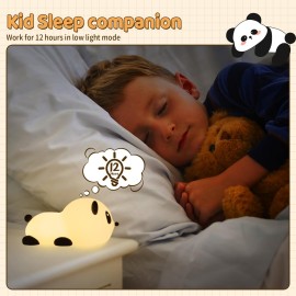 SALUOKE Panda Night Light for Kids: Squishy Silicone Animal Light,7 Soft Colors,Tap Control,Rechargeable,Sleep Timer,Battery Baby Nightlight for Childrens Room & Nursery,Bedside Touch Lamp SALUOKE Panda Night Light for Kids: Squishy Silicone Animal Light,7 Soft Colors,Tap Control,Rechargeable,Sleep Timer,Battery Baby Nightlight for Childrens Room & Nursery,Bedside Touch Lamp