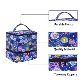 ZFZGFRCS Upgraded Nail Polish Organizer Case - Holds 30 Bottles and 1 Nail Light, Double-layer Nail Bag Organizer Case Nail Polish Storage Bag with Handles (Style B-Flower)