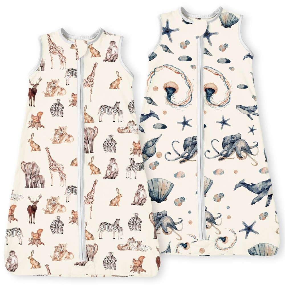 TOTBASIC Baby Sleep Sack 0-3-6 Months Light Wearable Blanket for Babies with 2-Way Zippers, 0.5 TOG Premium Soft Breathable Sleeping Bag for Baby Boys Girls 2-Pack